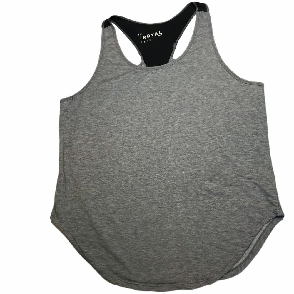 ROYAL Tank Top Racerback Sleeveless Gray Black L